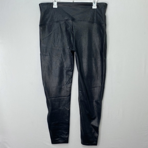 Spanx Faux Leather Pebble Grey Leggings Shaping 3X - Picture 5 of 9